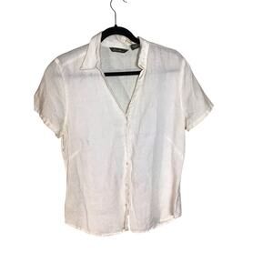 Eddie Bauer Women Vintage light Beige short/SL Blouse Sz. Lrg lightweight